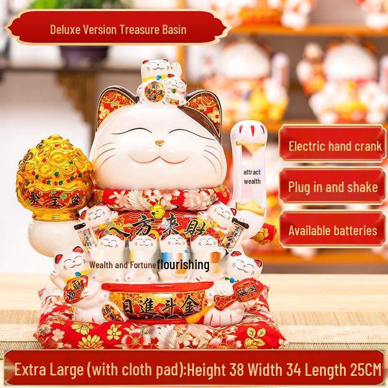 Large Lucky Cat Maneki-neko Ornament Shop Decoration for Home or Cashier Counter Opening Gift