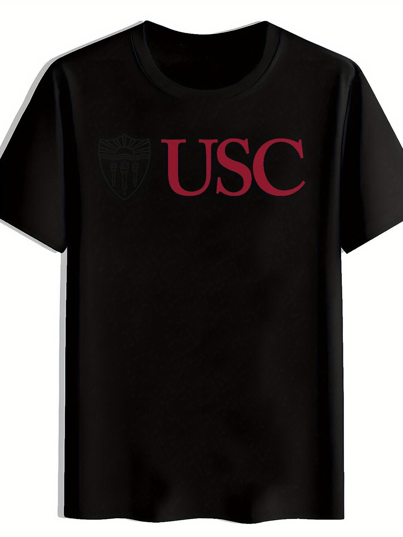 Black Short-Sleeve T-shirt with USC Logo - Casual Crew Neck S