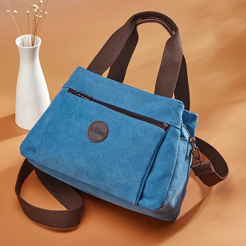 Canvas Bag Women's Versatile Casual Messenger Bag Multifunctional Single Shoulder Bag Large Capacity Handbag