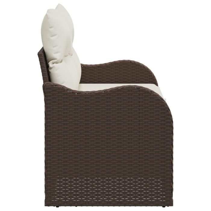 Canapé de jardin 2 places vidaXL avec coussins en polyrotin marron 42006713