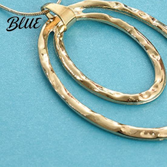 Exaggerated Circle Pendant Necklace Lady Double-layered Hoop Penant Sweater Chain