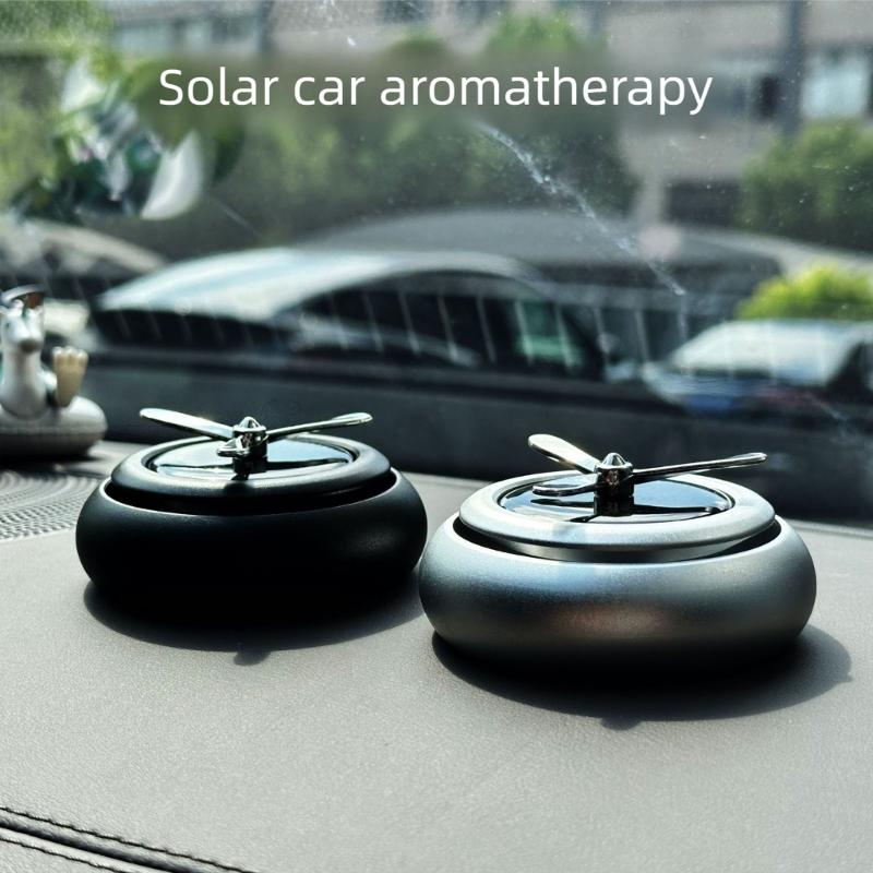 Solar Operated Rotating Vehicle Air Freshener With Natural Fragrances Metal Decors For Automotive Home Use