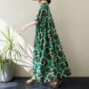 DIMANAF 2024 Plus Size Dress New Summer Basic Loose Women O-Neck Vintage Short Sleeve Big Size Beach Long Dress