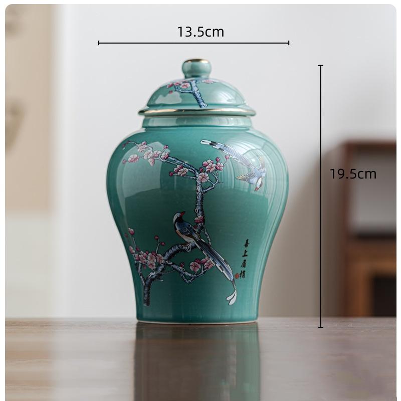 Ceramic Tea Canisters Small Storage Tanks Sealed Jars Chinese Porcelain Tabletop Container Coffee Sugar