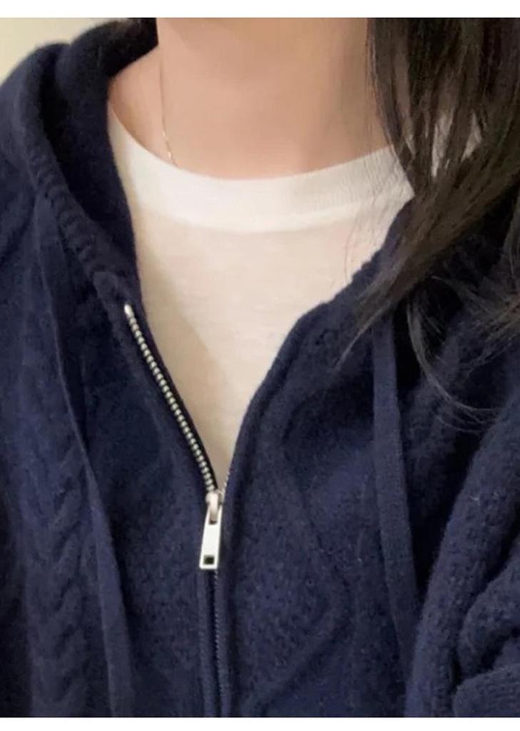 2025 Autumn/Winter Women's Thickened Pure Wool Hooded Cardigan with Pockets - Versatile Fashion Knitwear Outerwear