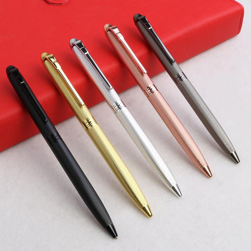 All-Black Engraved Office Metal Ballpoint Pen High-Quality Advertising Gift Pen Rotating Striped Kors Ballpoint Pen