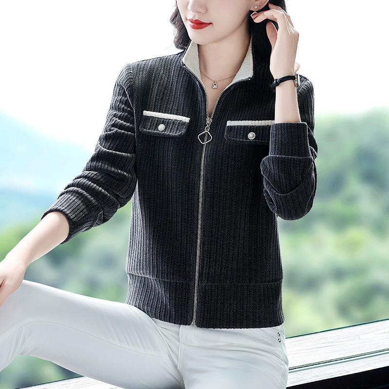 Damen Dünnes Sweatshirt Lässiges Oberteil mit Stehkragen