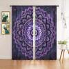 2pcs Purple Black Mandala Printed Curtain for Home Decor - Rod Pocket Window Treatment for Bedroom   Office and Kitchen