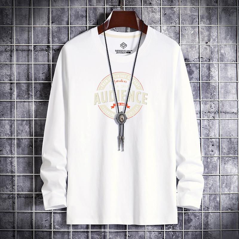 QICED Autumn clothesAutumn O-neckCasual printed men's long tops Bottom shirt long sleeve shirts