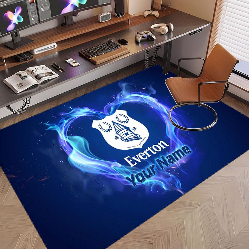 Custom Rug Everton FC Pattern Print Name Text Soft Non‑Slip Floor Carpet for Home Indoor Decoration