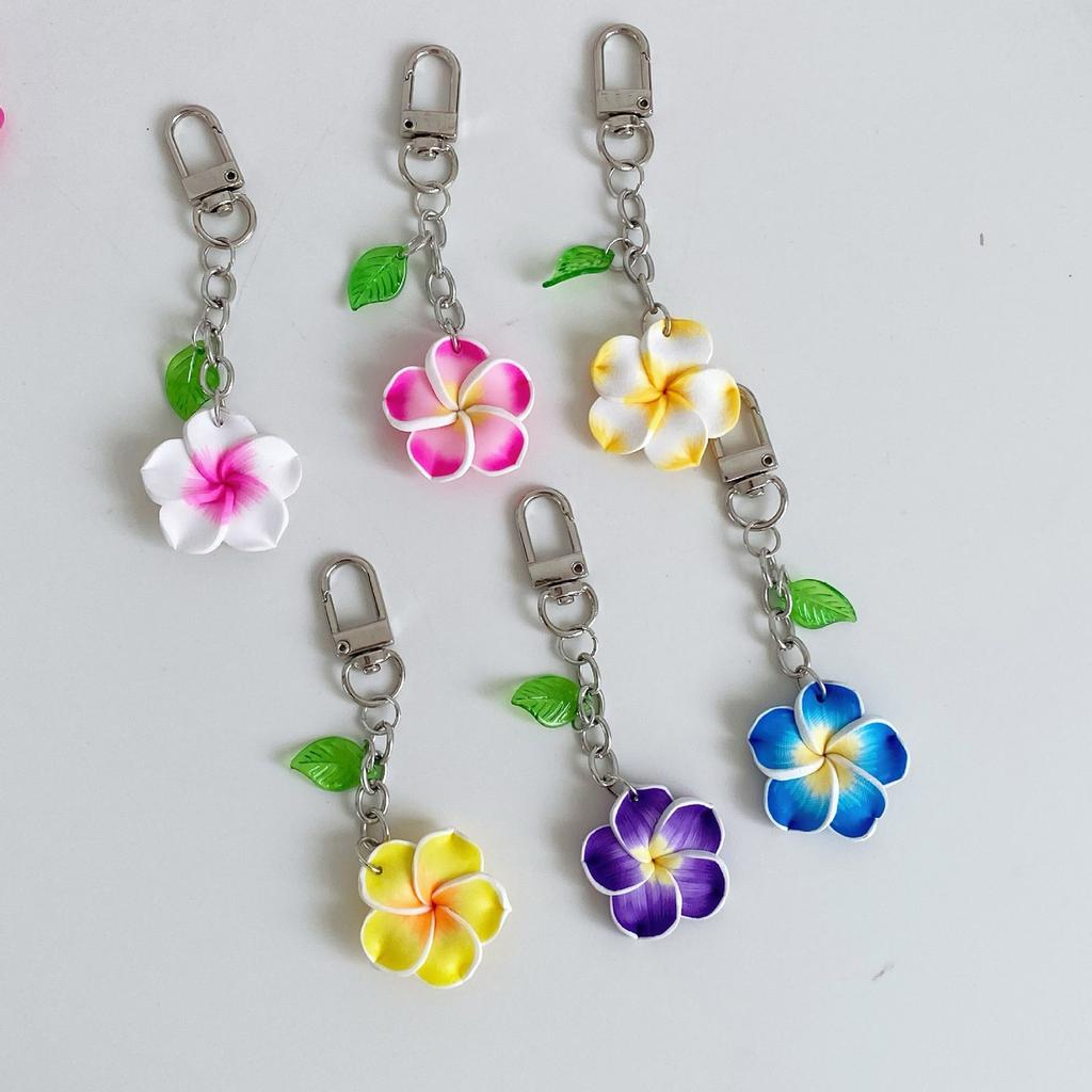 Roztomilá kreslená klíčenka s vajíčkem a květinou Lehký akrylový letní styl přívěsek na tašku pro ženy, dívky, děti Odolný dekorativní doplněk