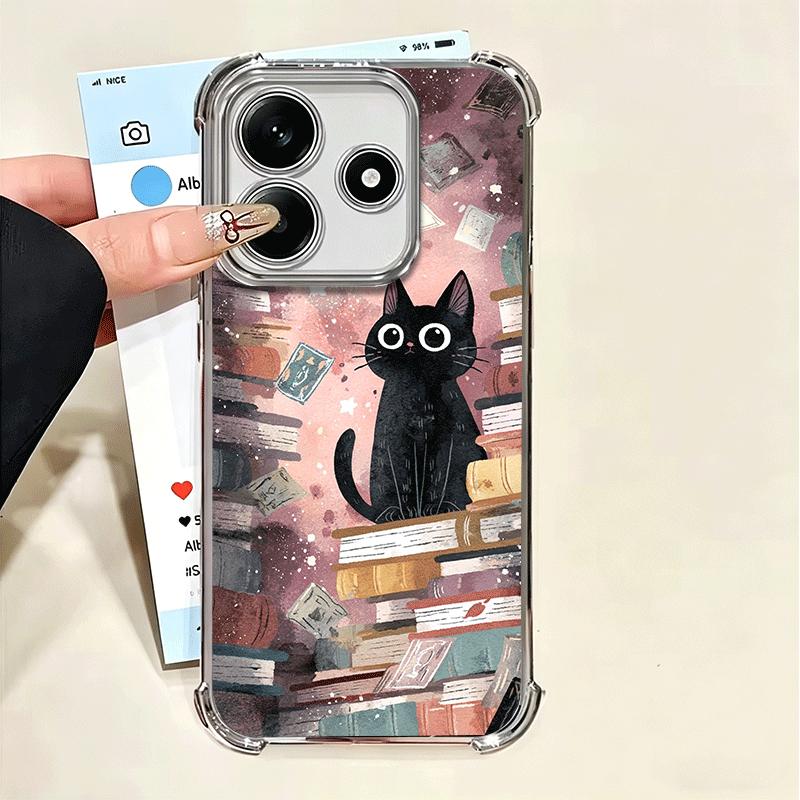 

Cute Cat Bookshelf Interesting Soft Phone Case For Xiaomi Poco X7 X8 Pro Max X6 X5 X3 F8 Ultra F7 M8 M7 M5S Redmi 15C 15A 15 14C Xiaomi Redmi 15C
