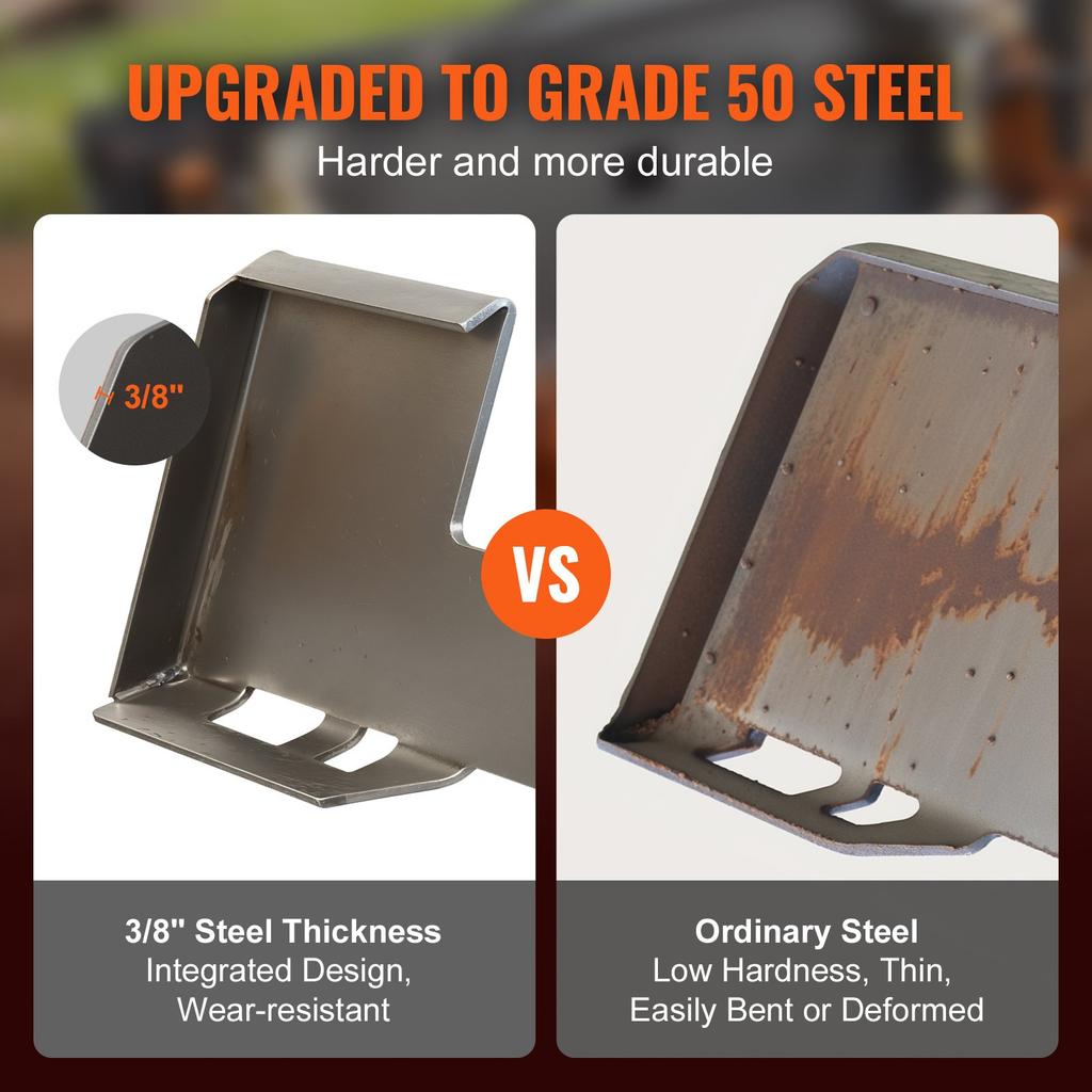 VEVOR 3/8" Skid Steer Attachment Plate, Skid Steer Mount Plate with 2.28" Hitch Receiver, Quick Attachment Loader Plate