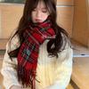 Korean Christmas Red Plaid Scarf for Women Winter Warm Retro High End New Year Gift Scarf Shawl for Students