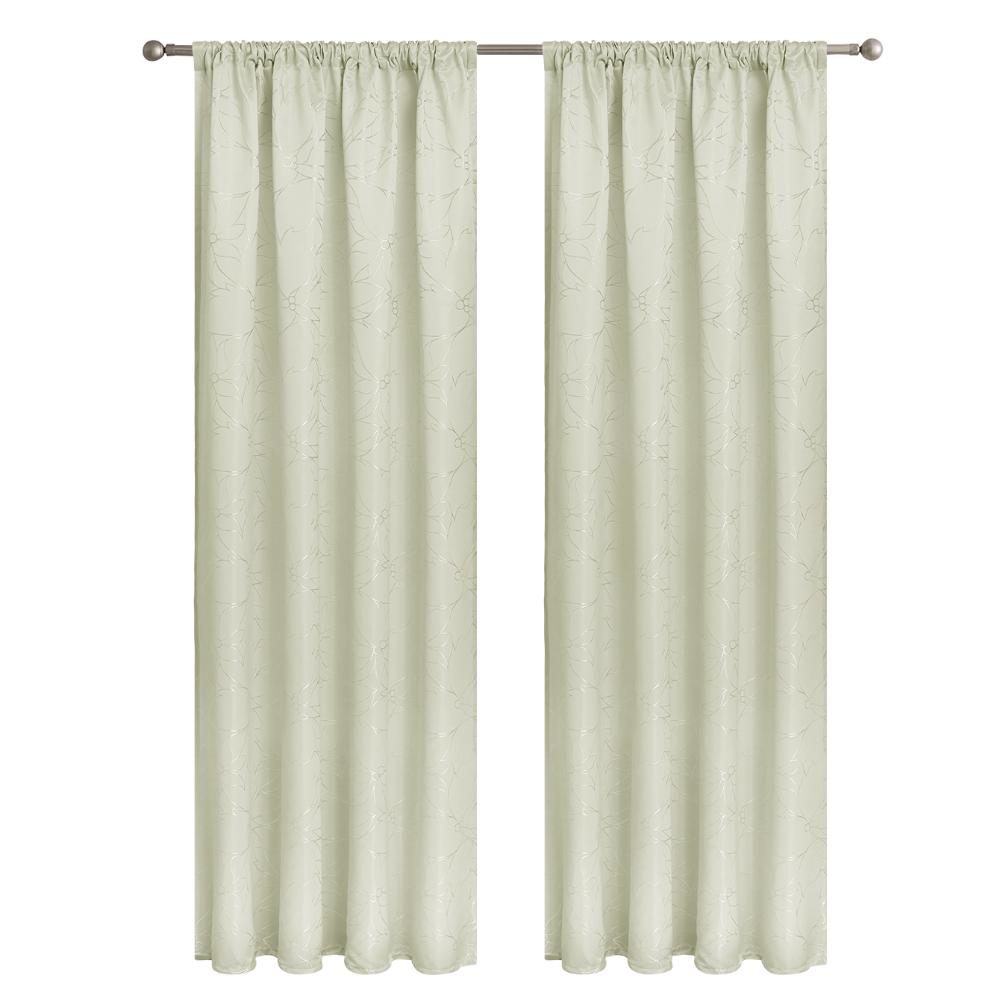 

1 шт. Штора с кулиской, жаккардовая ткань с гибискусом, подходит для украшения комнат в домах, школах и отелях 132X160CM&Through Rod бежевый