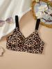 New leopard print big breasts show small thin underwear women's comfortable and seamless gathering bra anti-sagging bra