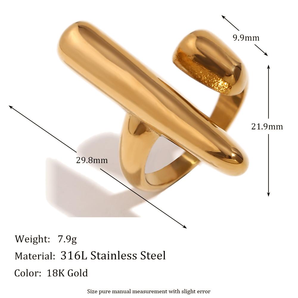 

MamacitaSlay Minimalist 18K Gold Plated OT Shape Cactus Opening Stainless Steel Rings High Quality Waterproof Jewellery Women 7 золотой