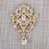 DIEZI Luxury Gold Silver Color Crystal Flower Bridal Brooches for Wedding Women Party Rhinestone Bouquet Water Drop Brooch Pins