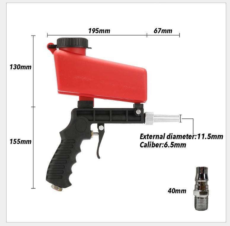 Pneumatischer Sandstrahler für Kompressor, Entfernt Farbe, Flecken, Rost & Reinigt Oberflächen(rot) Handgehaltene Sandstrahlpistole Tragbar