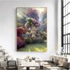 Cuadros Decoracion Salon Pittura a olio astratta su tela Fiori rosa Tugurio Cascata Paesaggio Immagini a parete per soggiorno