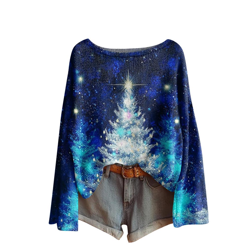 Women's Fashion Long Sleeve Christmas Snowman Snowflake Print Jacket Cardigan