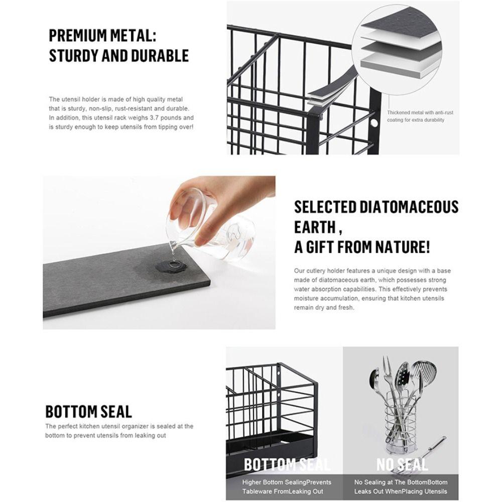 Large Capacity Cooking Utensil Holder Quick Drying Countertop Utensil Stand  Kitchen