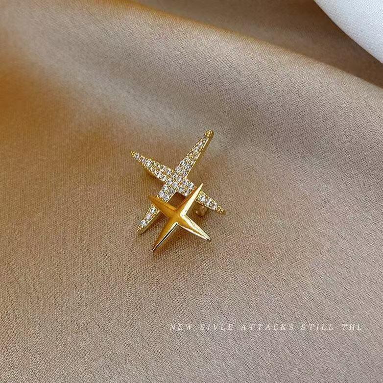 Exquisite Zirconium Starburst Brooch & Lapel Pin for Couples
