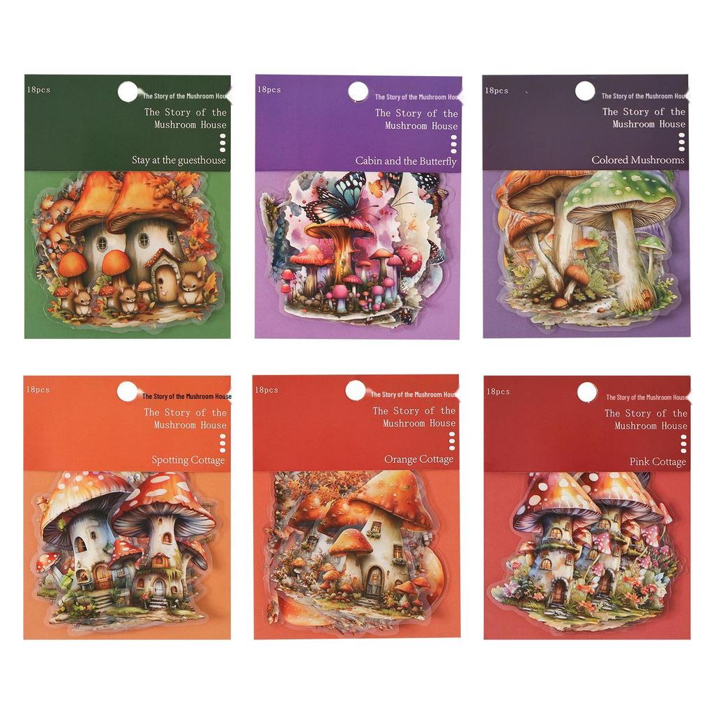 Dark Shadow Phantom Forest Theme Sticker Pack: Mushroom House Story Series - 18 Sheets of Scenery Stickers