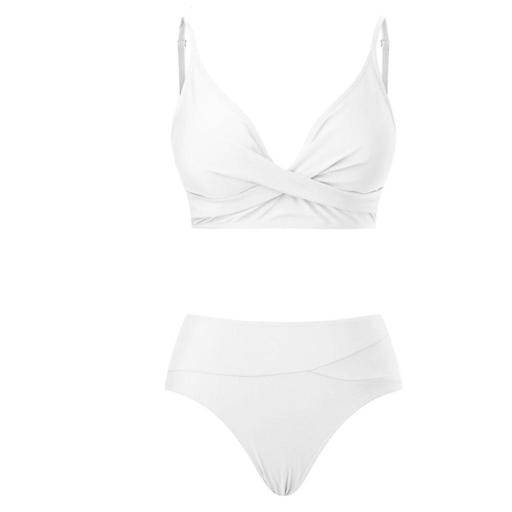 Heiß verkaufender einfarbiger Cross-Over Softcup-Bikini – Damen Europäische & Amerikanische Sexy Bademode