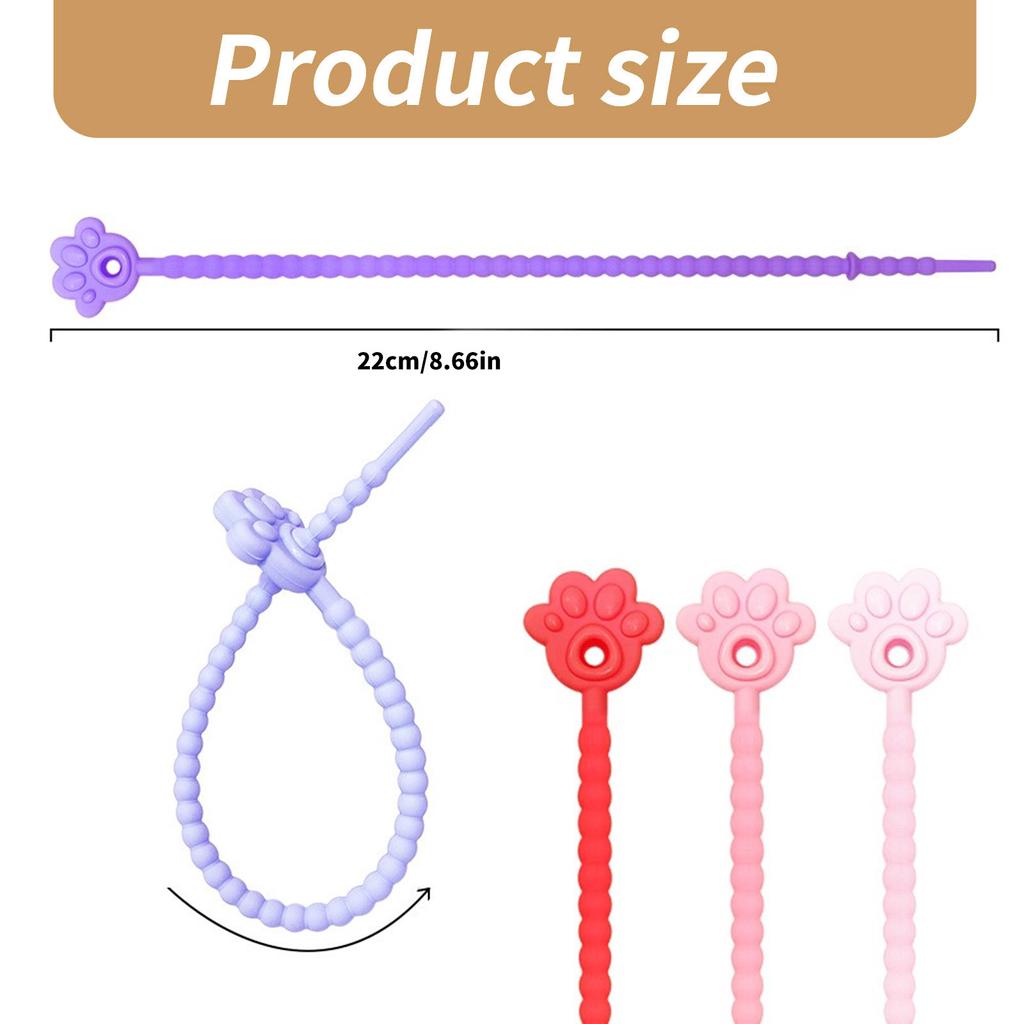 Multipurpose Elastic Wire Ties 5 Pack Colorful Sturdy Silicone Cord Management Clips Portable for Cable Organization