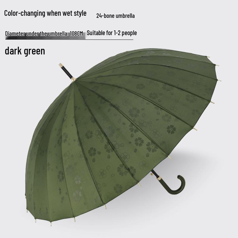 Double Person Water-Activated Blooming Long-Handled Umbrella for Women – Storm Curved Handle, Reinforced Rainproof Design