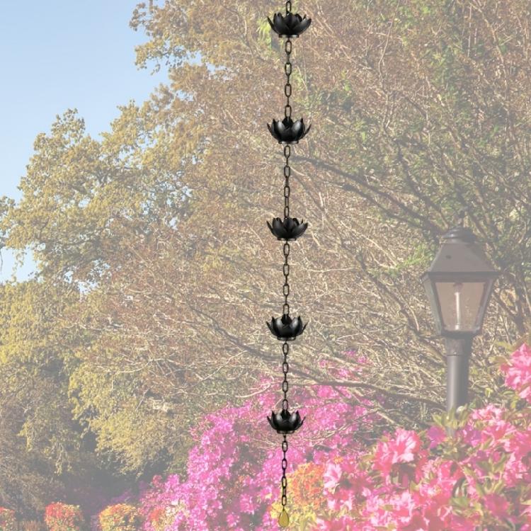 Flower Antique Iron Rain Chain for Gutter and Rain Rust Resistant Plated Garden Decors Rain Chain for Downspout