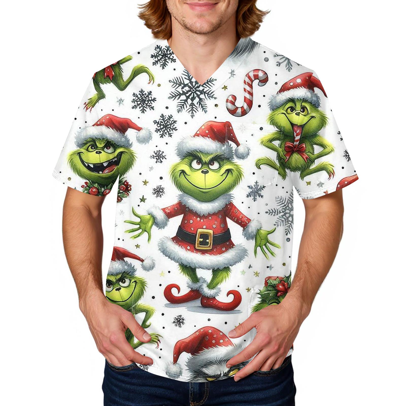 

Мужская рабочая блузка с короткими рукавами и v-образным вырезом с принтом, топ с нагрудным карманом M бежевый