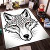 Wolf Head Carpet with Red Eyes and Intricate Tribal Design, Nordic Style Suitable for Use As an Anti-slip for Living Room Bedroom Sofas