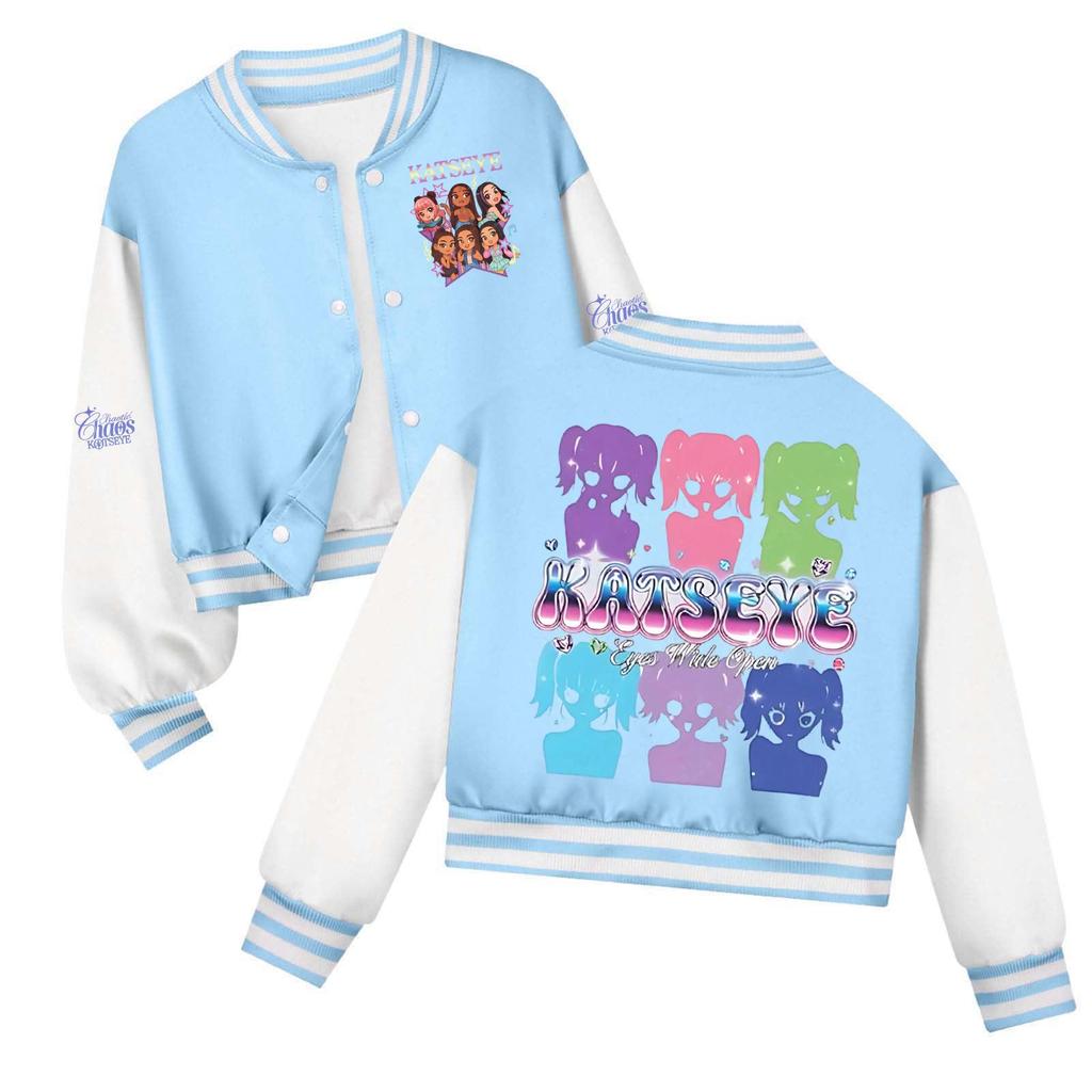 Kids Printed Baseball Jacket Casual Loose Fit Outerwear