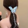 Girls Hair Pin Butterflies Decor Faux Pearls Beaded Long Tassel Hair Clip Wedding Prom Birthday Hair Barrette