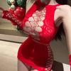 Sexy Christmas & New Year Fishnet Lingerie Set - Tempting Bodysuit with Hip-Hugging Skirt