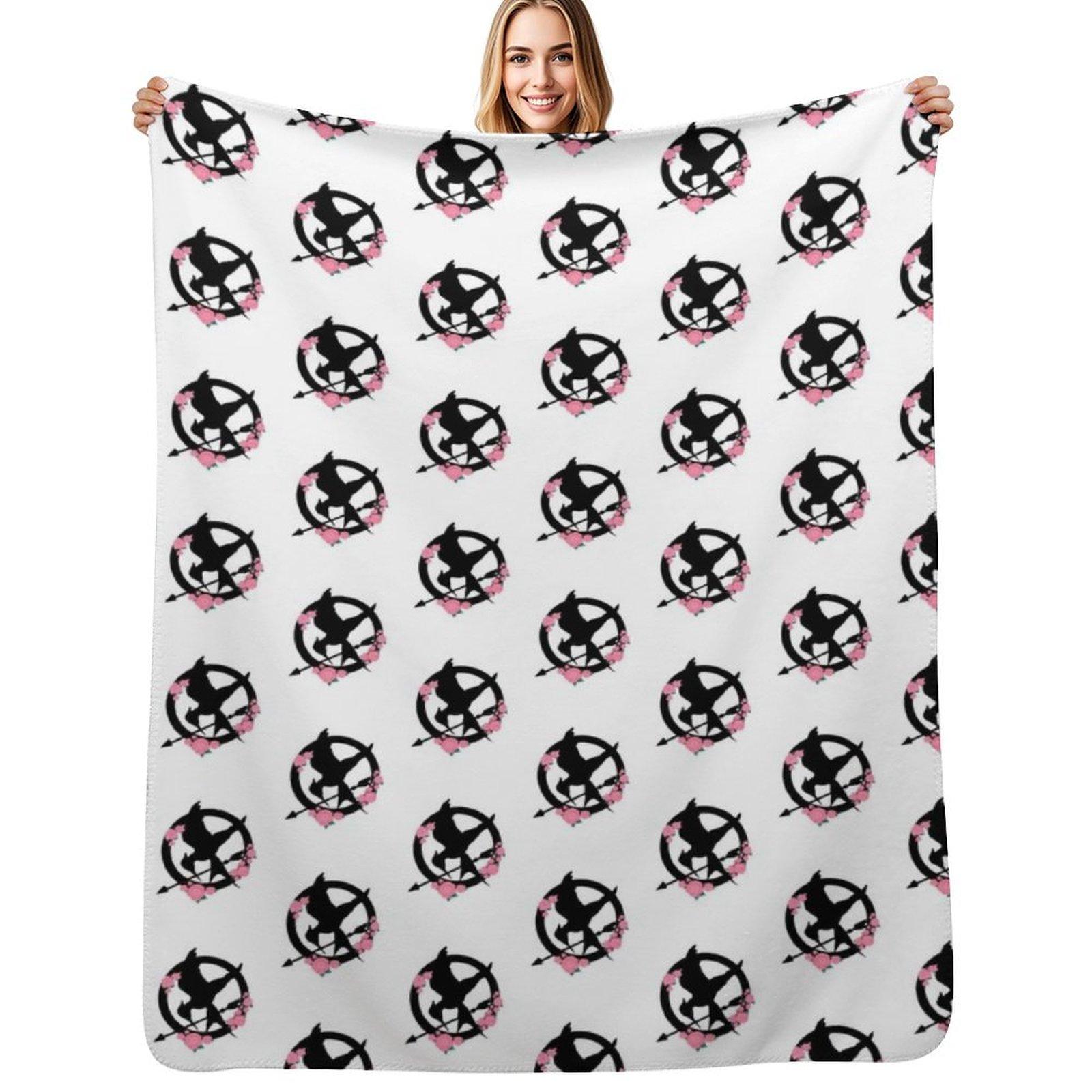 

Mockingjay logo flowers Throw Blanket Lightweight Warm Blanket for Travel Camping 102x76cm(40x30in)