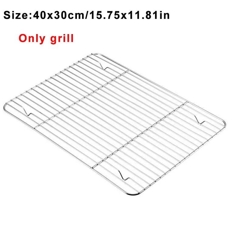 Rectangular Stainless Steel Grill Cookie Baking Pan With Removable Cooling Rack Kitchen Gadget Nonstick Tray Suitable For Oven
