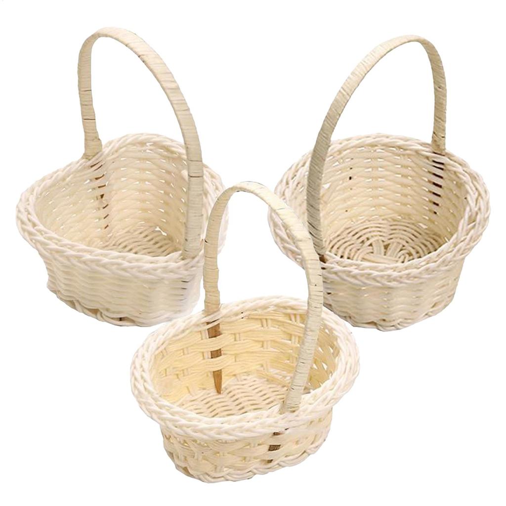 Mini Woven Flower Basket Tiny Miniature Imitation Rattan Baskets Girl Hand Basket Party Supplies Handheld Baskets Picnic Basket