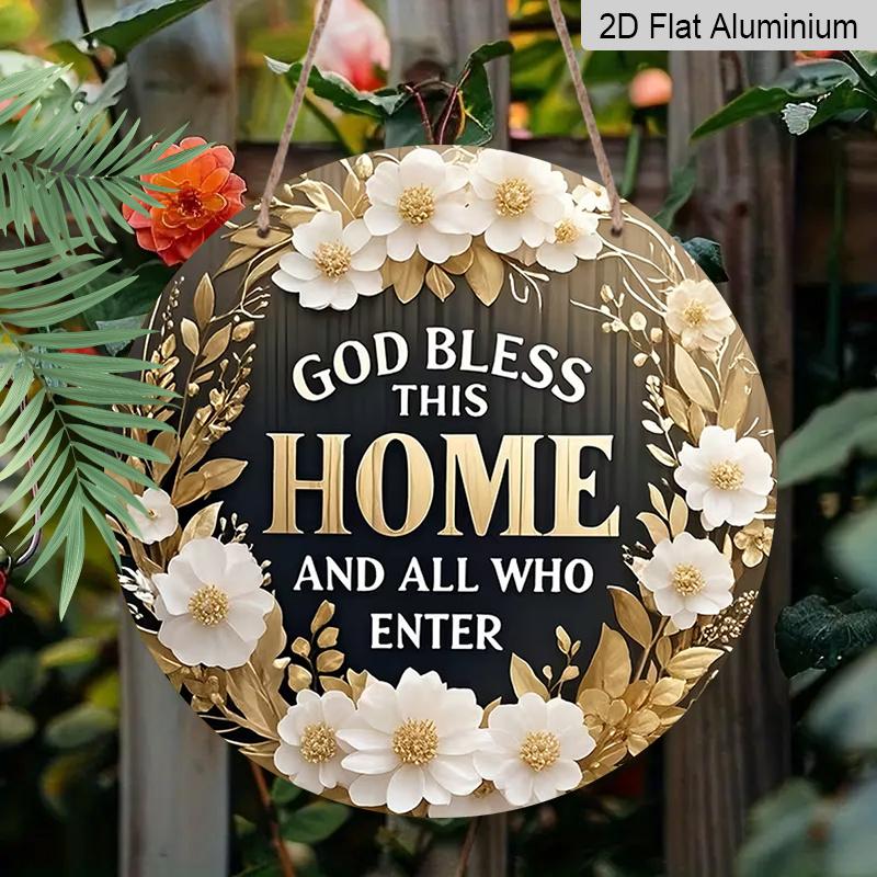 

2D Flat Aluminum Floral Wreath Wall Decor, Rustic Country Style, 7.87 Inches × 7.87 Inches, Holiday Gift, Suitable for Homes, Studios, Cafes 1pc