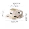 300ml Halloween Ceramic Coffee Cup Irregular Unique Mug with Bat Ghost Pattern Spooky Gift for Home Decor