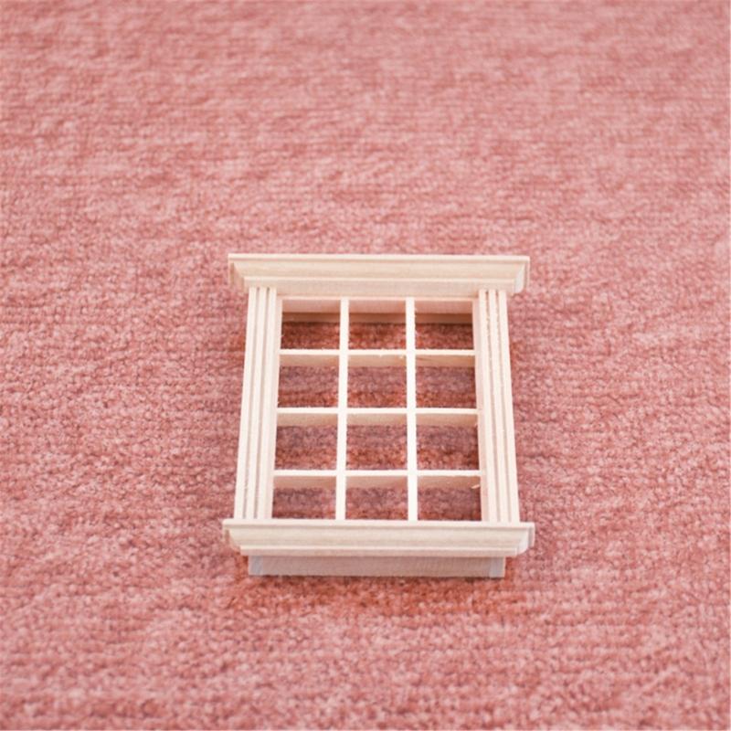 Multipurpose 4Pcs Dollhouses Miniature Sturdy Wood Window 1 12 Scale Child Model Furniture for Home Decoration