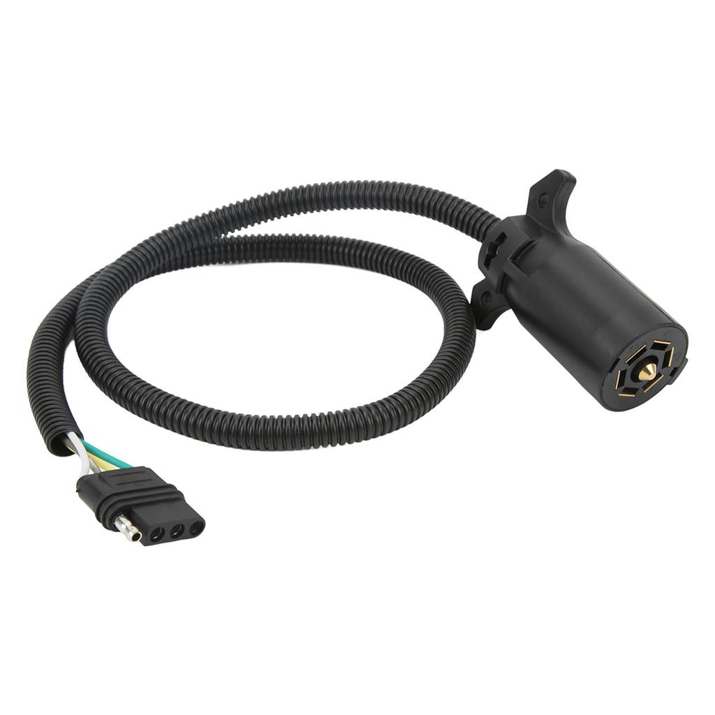 7 Way Round to 4 Way Flat Trailer Connector Cable Brake Light Control Wiring Harness