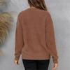Ladies Winter Solid Color Plush Pullover Long Sleeve Sweater Casual Shirt Tops