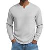 Men's Solid Color V-Neck Long-Sleeved Top Men's Sports Plus Size Casual V-Neck Top