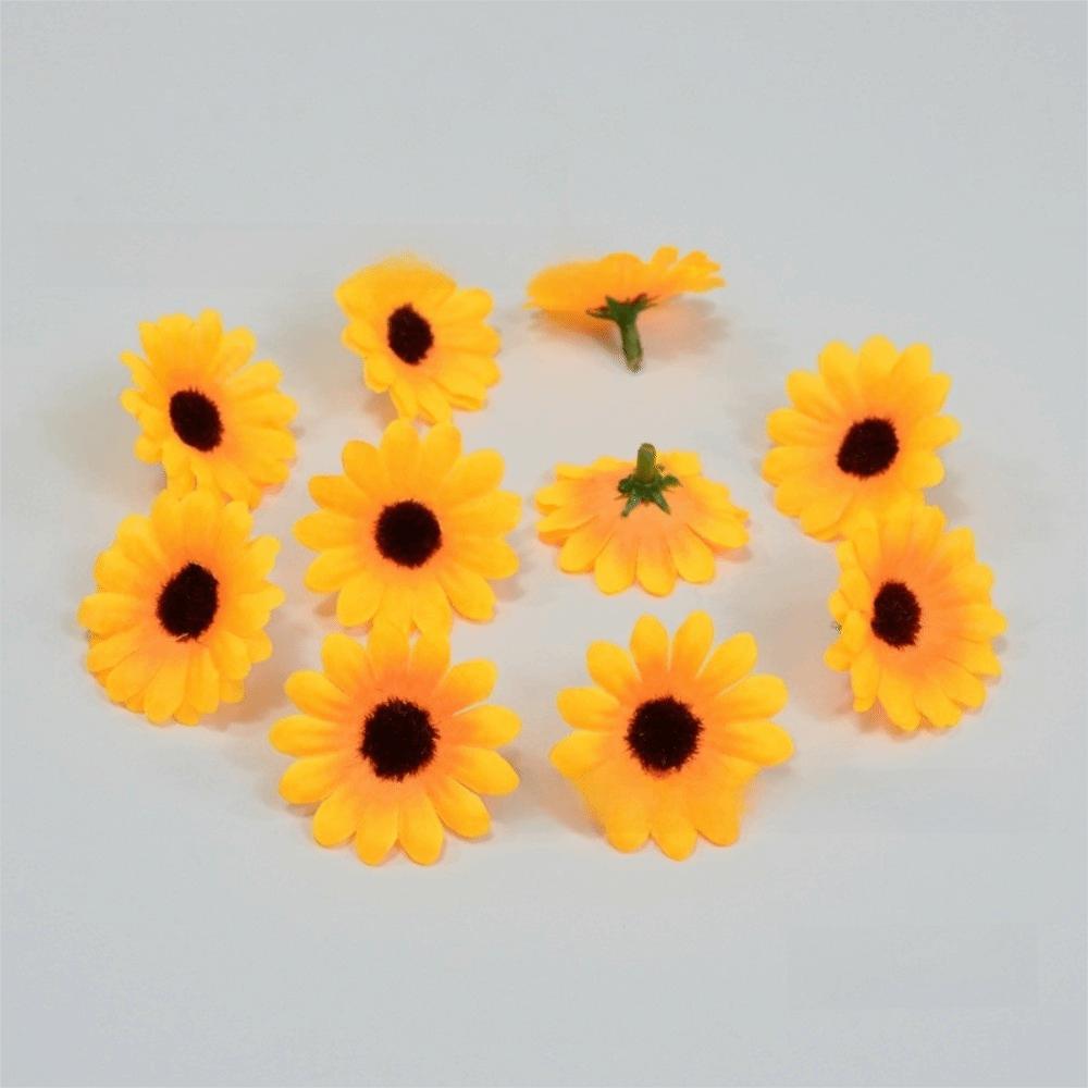 50pcs New Silk Daisy Artificial Sunflowers Fake Flower Brooch Simulated Mini Daisies Bracelet DIY Garland Parts Wedding Decor
