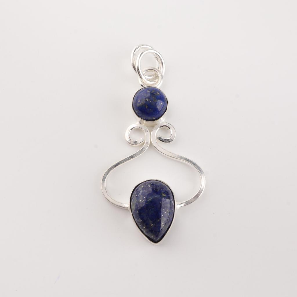 Lapis Lazuli Gemstone 925 Sterling Silver Handcrafted Designer Pretty Pendant 1.60" For Mother PP-13-28