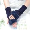 Winter Women Gloves Plush Faux Fur Knitting Wool Keep Warm Mitten Fingerless Lady Girl Half Finger Gloves Christmas Gift