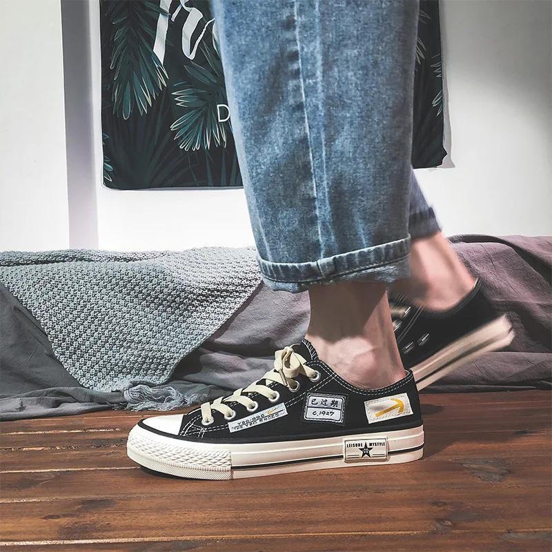 New Low-top Casual Shoes Canvas Comfortable Breathable Soft Botton Men's Vulcanized Shoes Thick Bottom Lace Up Men Sports Shoes